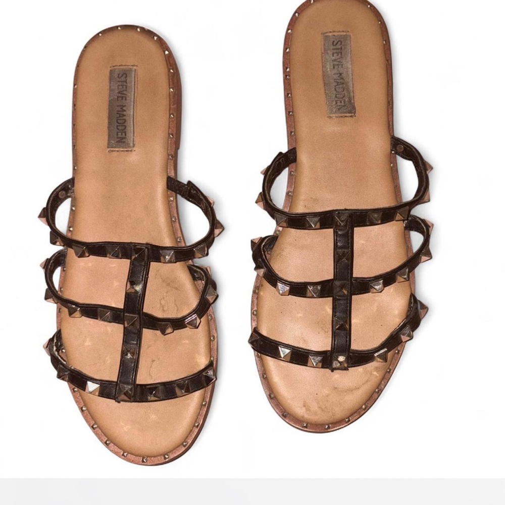Steve Madden Dark Brown Studded Sandals
